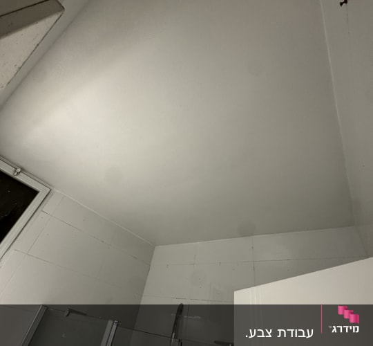 תקרה וקירות צבועים בחדר אמבטיה עם מקלחון